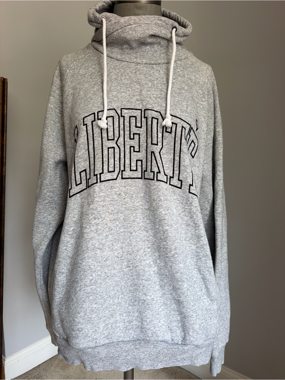 H&M Grey Cowlneck “Liberte” Pullover Hoodie Sweatshirt Size XL